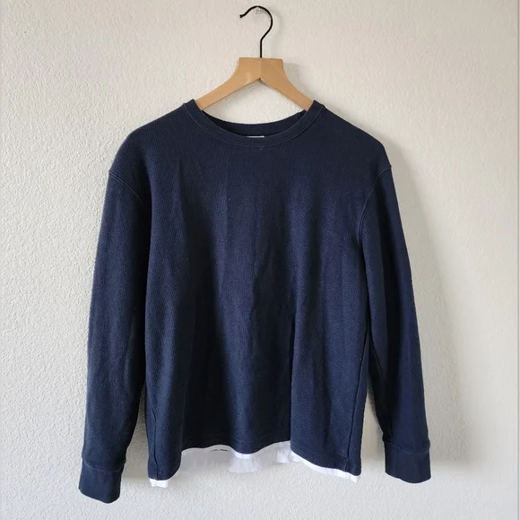 Zara Men’s Navy Blue L/S Thermal Top Size Medium - Picture 6 of 6
